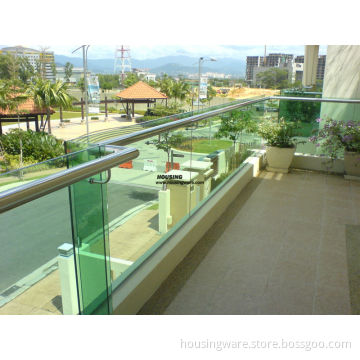 Frameless Glass Railing with Handrail